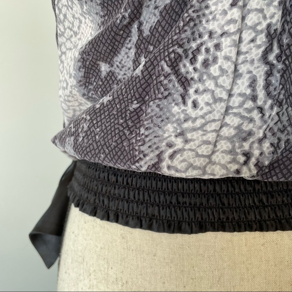 BEBE Silk Beaded Snake Printed Top - Picture 12 of 16